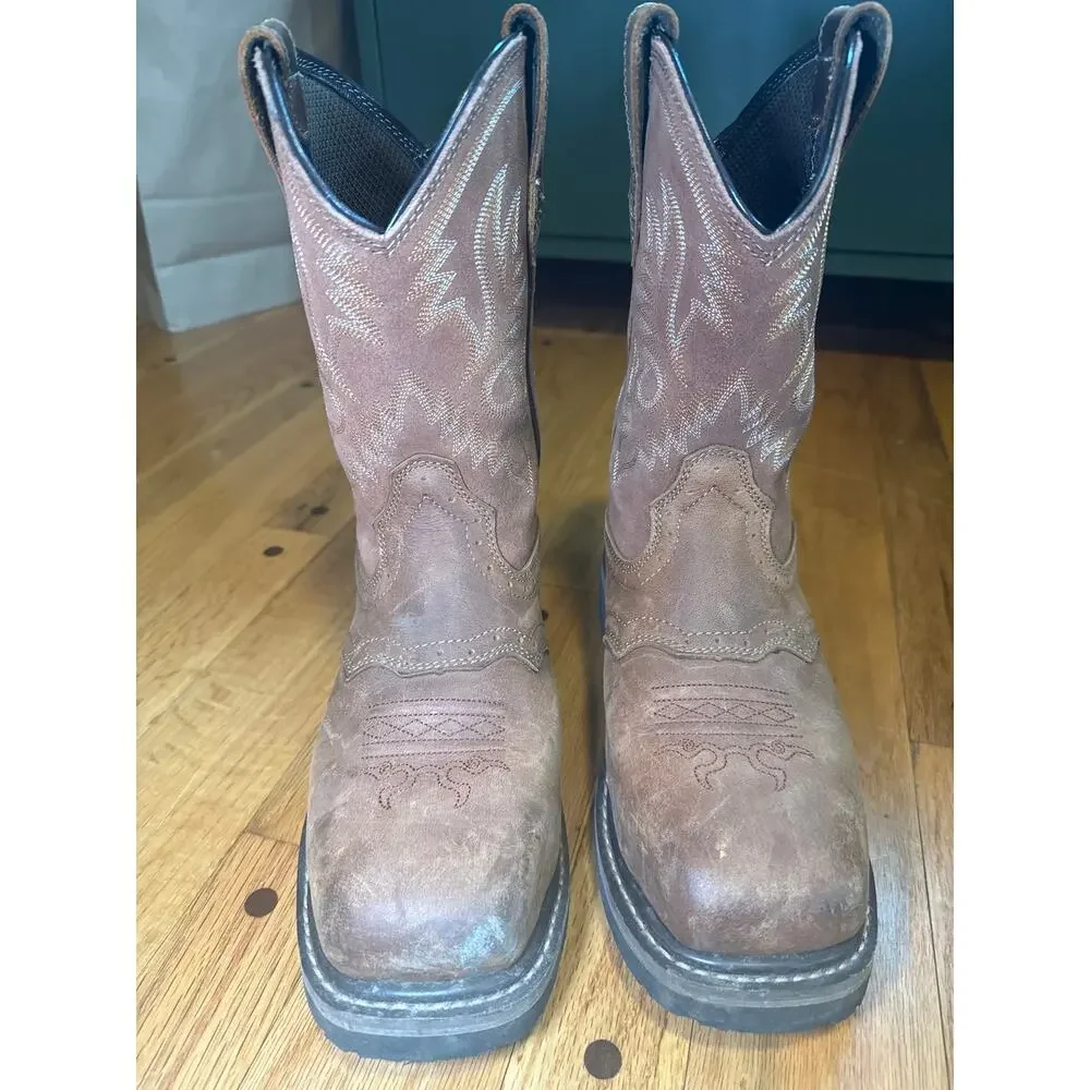 HISEA NINGO Square Steel Toe Western Work Waterproof Rodeo Cowboy Boot Men’s 8